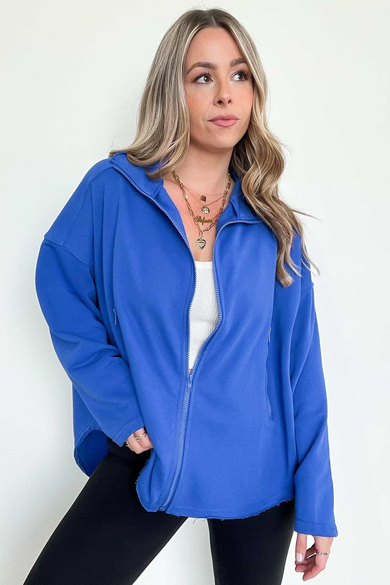  Leyton Exposed Seam Dolman Zip Up Jacket - BACK IN STOCK - Madison and Mallory