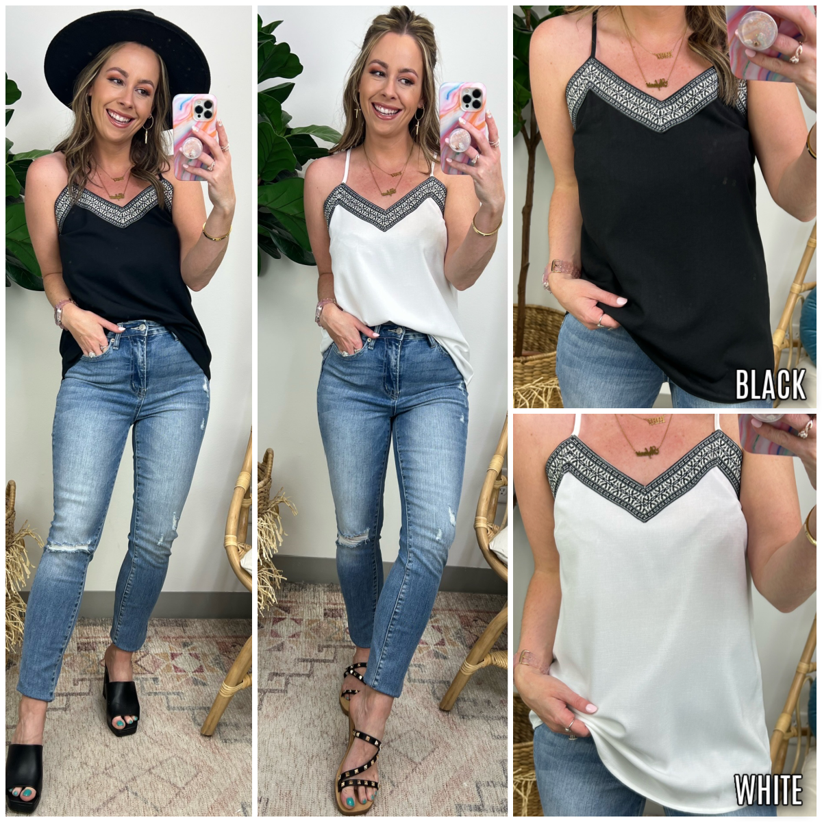 Lindelwa Trim Detail V-Neck Tank Top - FINAL SALE - Madison and Mallory