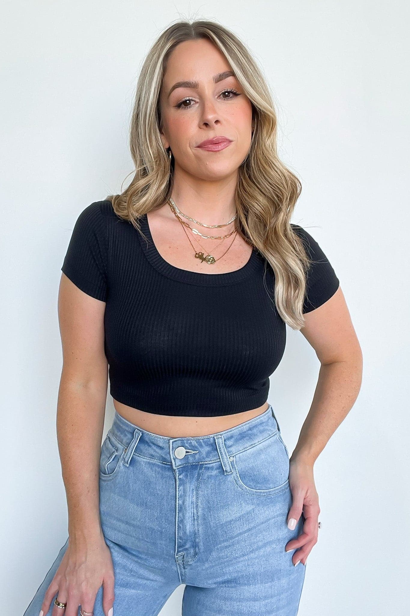  Liyah Ribbed Scoop Neck Cropped Top - BACK IN STOCK - Madison and Mallory