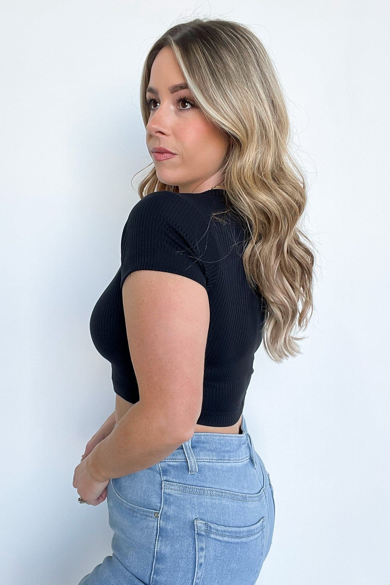  Liyah Ribbed Scoop Neck Cropped Top - BACK IN STOCK - Madison and Mallory