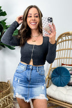  Local Flare Long Sleeve Half Zip Crop Top - FINAL SALE - Madison and Mallory