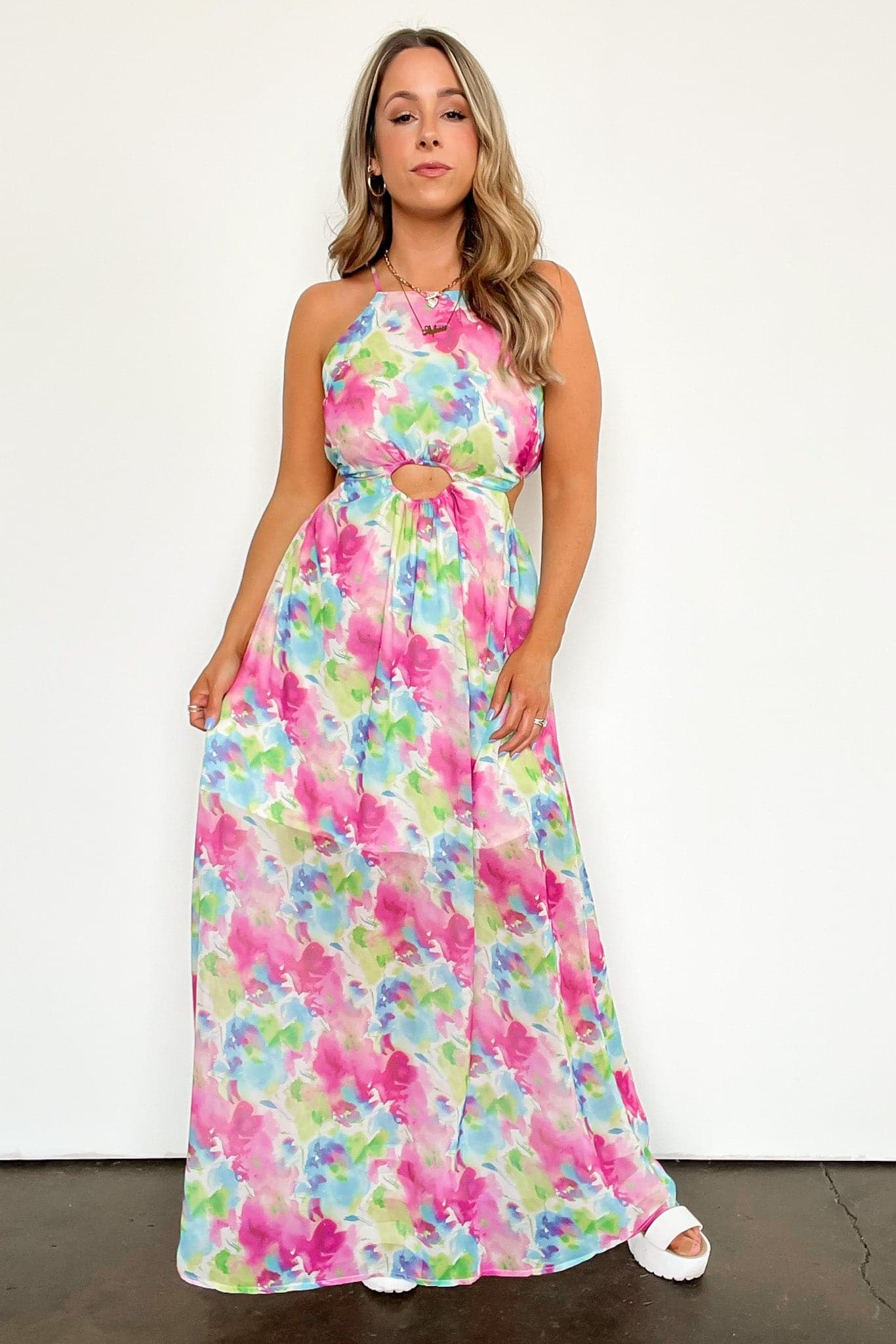  Looking so Flirty Floral Cutout Maxi Dress - FINAL SALE - Madison and Mallory