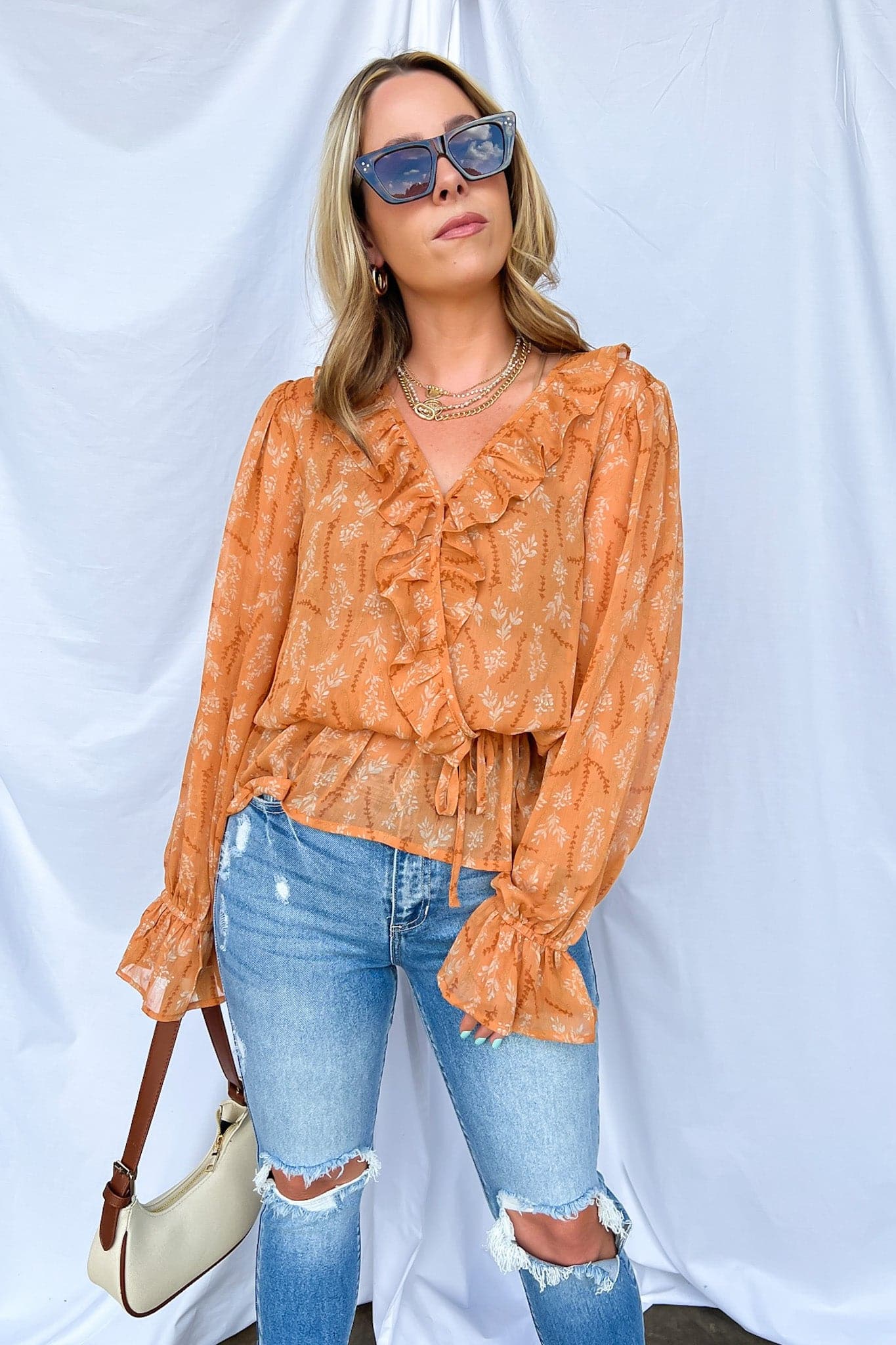  Love is Blooming Chiffon Ruffle Wrap Top - FINAL SALE - Madison and Mallory