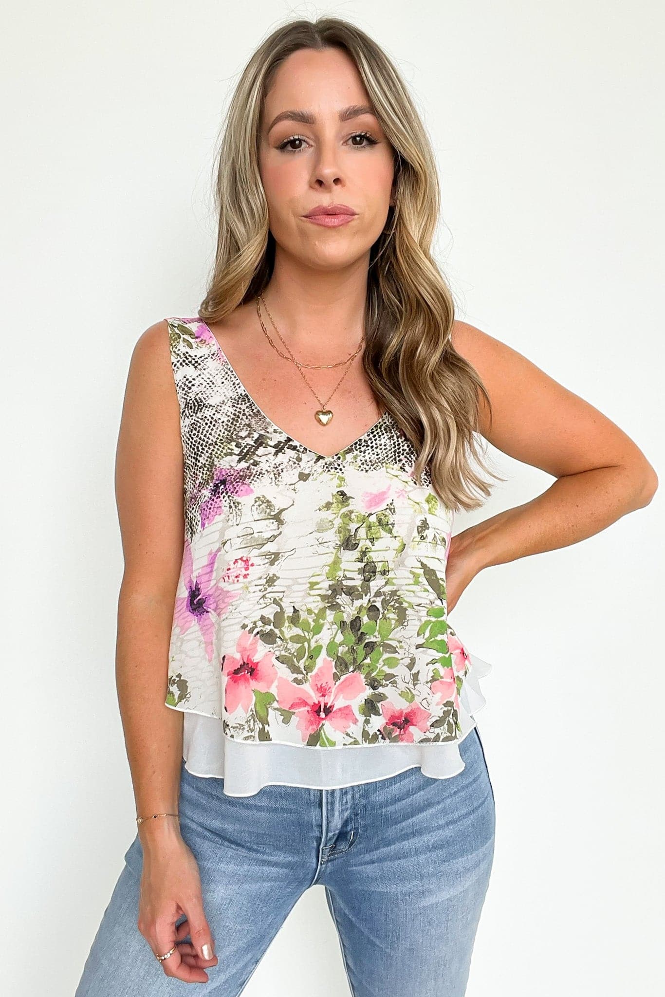  Lovely Entrance Flounce Floral Print Top - FINAL SALE - Madison and Mallory
