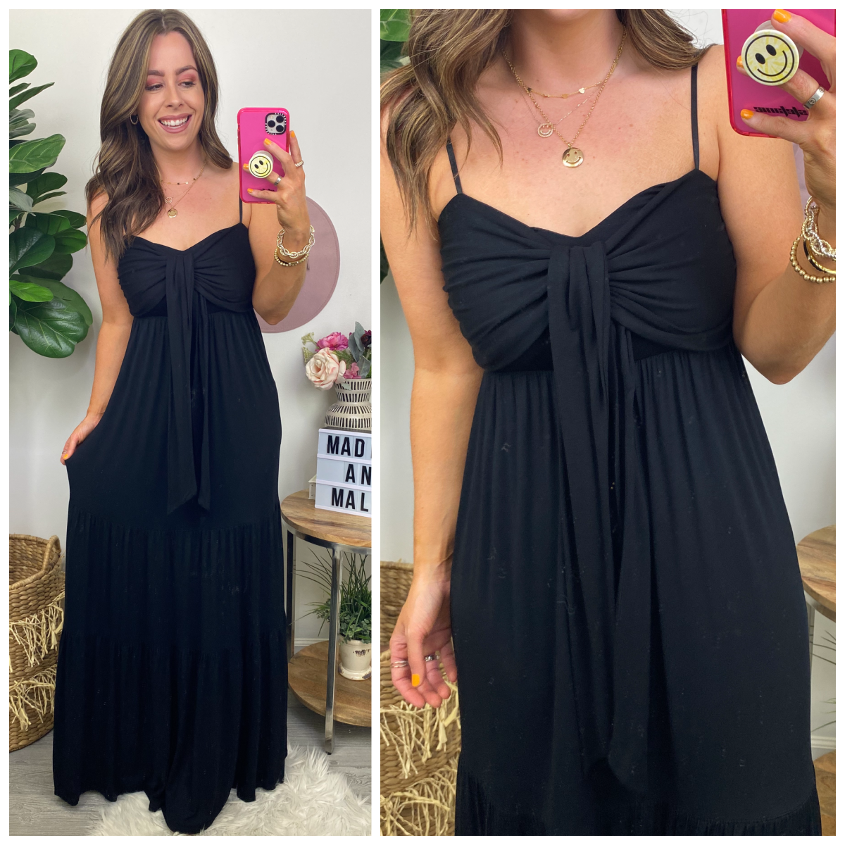  Lovely Looks Bow Front Ruffle Maxi Dress - Madison and Mallory