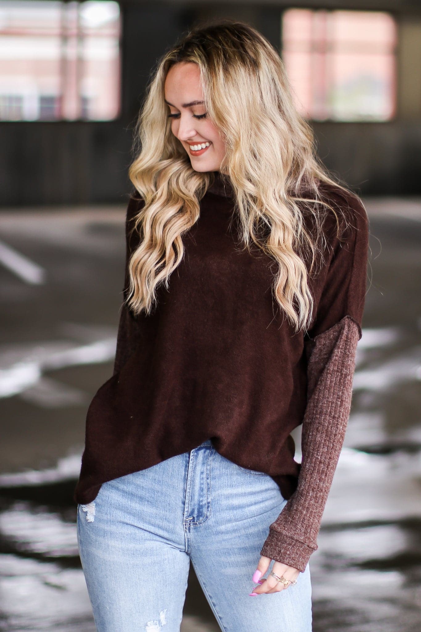  Loving Arms Ribbed Knit Contrast Sweater - FINAL SALE - Madison and Mallory