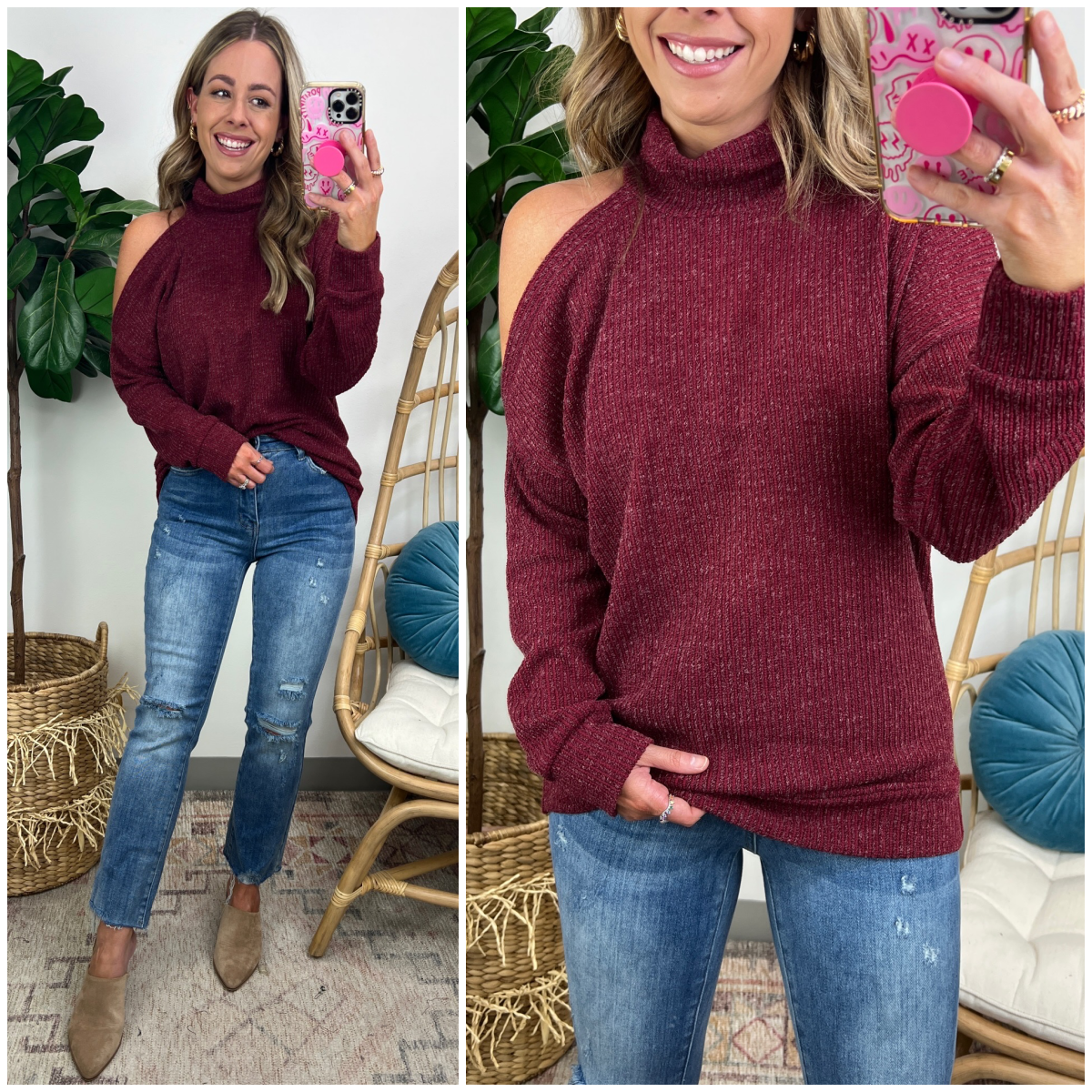  Lowri Cold Shoulder Ribbed Knit Top - FINAL SALE - Madison and Mallory