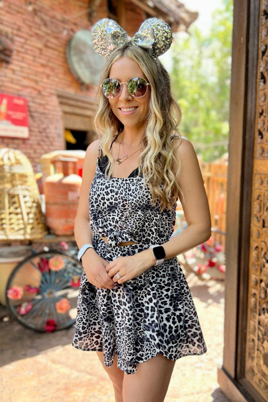  Lyla Leopard Tie Front Romper - FINAL SALE - Madison and Mallory
