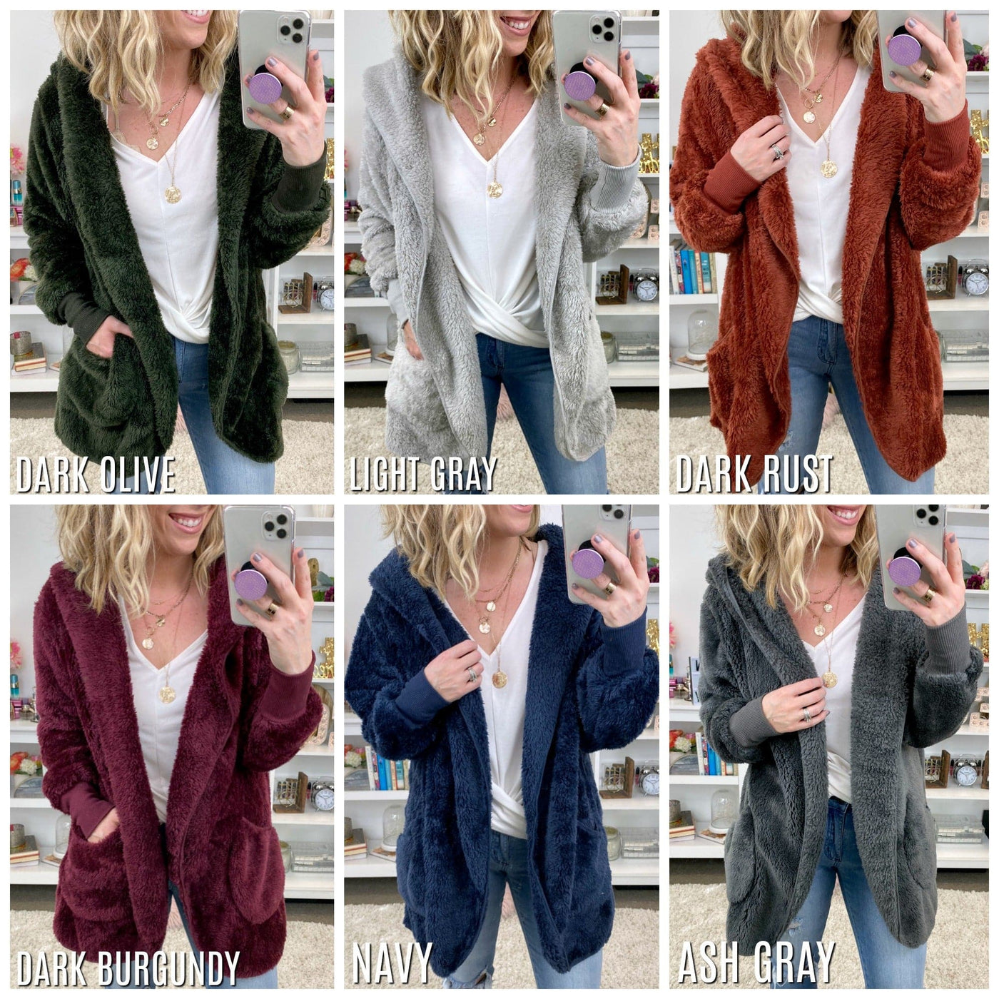  Lyon Faux Fur Hooded Cocoon Cardigan Jacket - FINAL SALE - Madison and Mallory