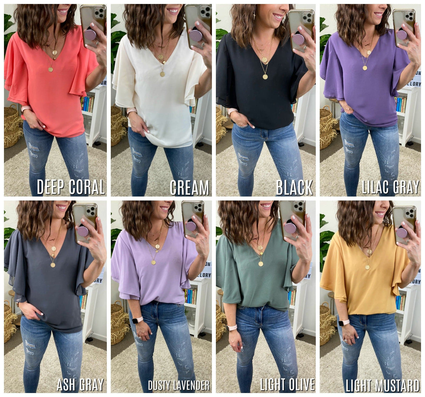 Macey Flutter Sleeve Top - Madison and Mallory