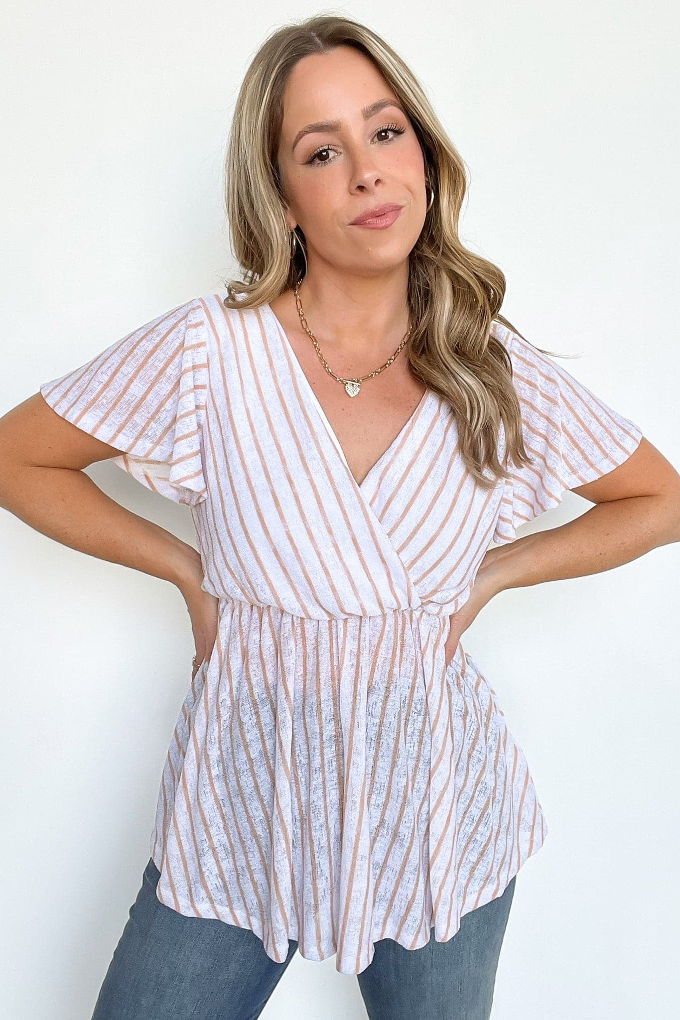  Macyn Striped Surplice Flowy Top - FINAL SALE - Madison and Mallory