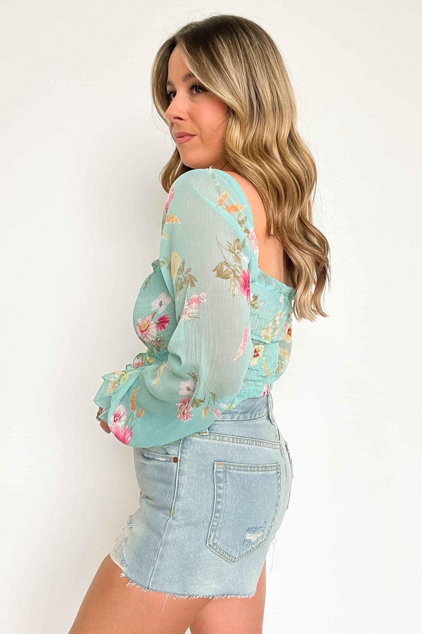  Madelina Floral Ruched Cropped Top - FINAL SALE - Madison and Mallory