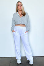 White / S Make it Effortless Wide Leg Elastic Waist Lounge Pants - FINAL SALE - Madison and Mallory