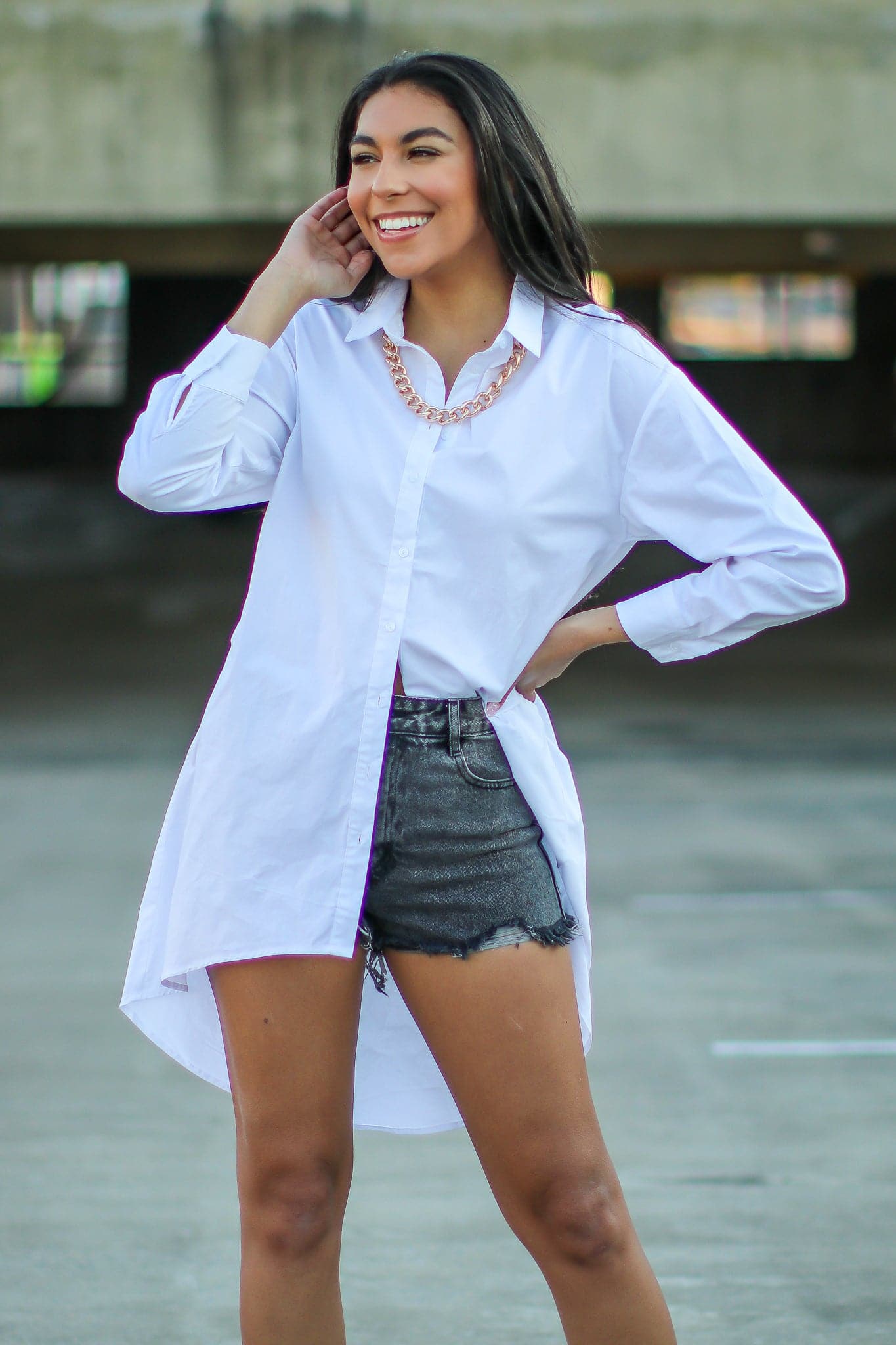 S / White Mariano Button Down Oversized Shirt Dress - FINAL SALE - Madison and Mallory