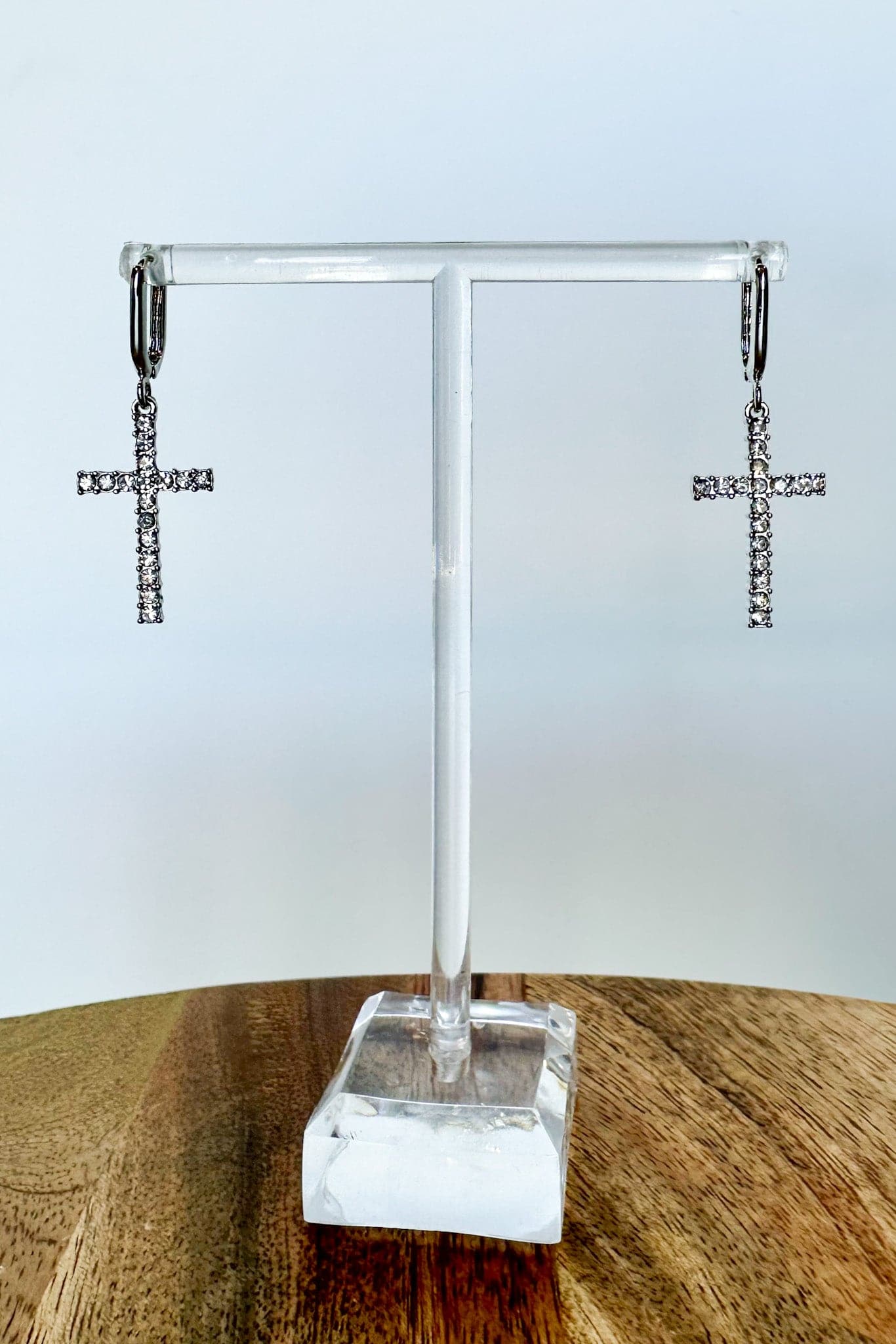 Silver Markella Crystal Cross Dangle Earrings - Madison and Mallory