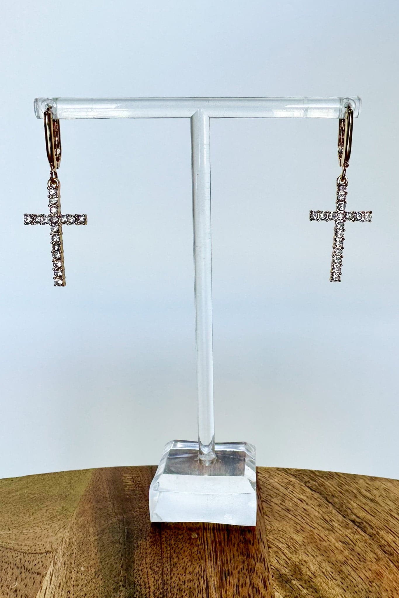 Gold Markella Crystal Cross Dangle Earrings - Madison and Mallory