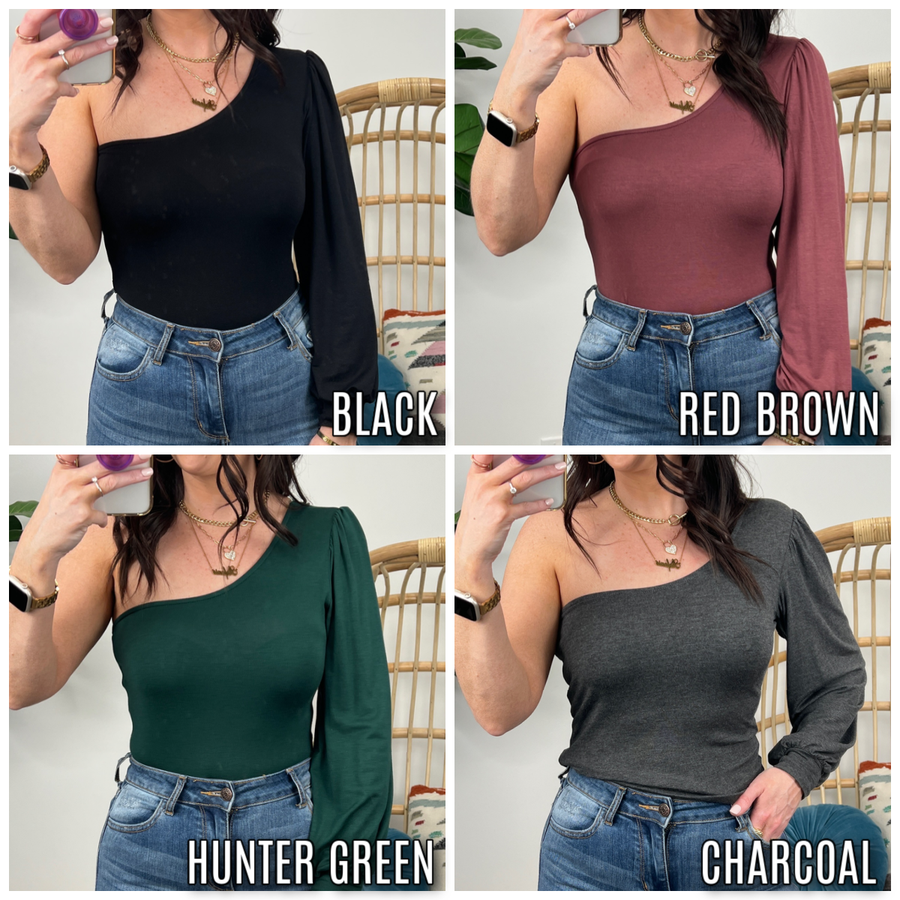 Marlen Long Sleeve One Shoulder Top - FINAL SALE - Madison and Mallory