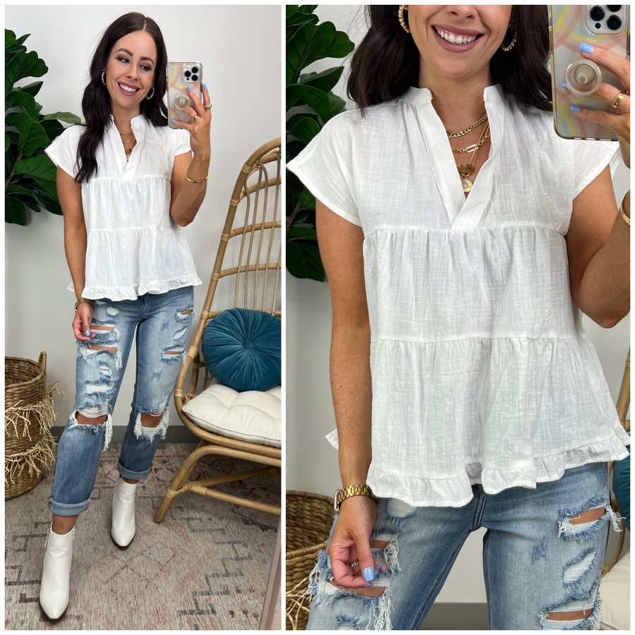  Marney V-Neck Tiered Top - FINAL SALE - Madison and Mallory