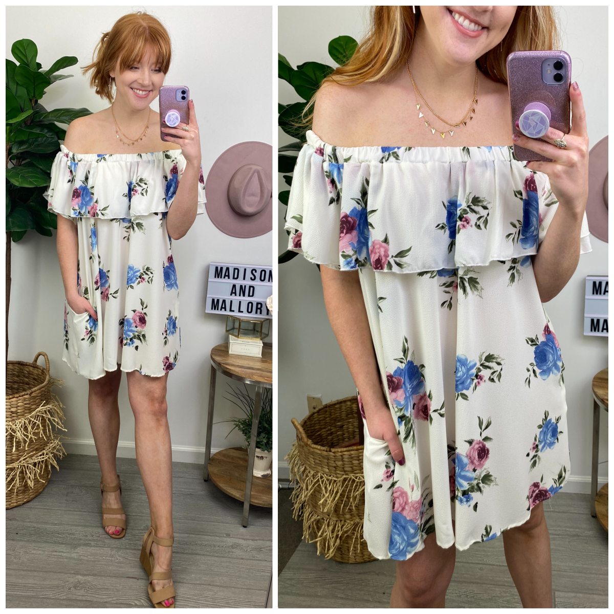  Maryanne Off Shoulder Floral Dress - Madison and Mallory