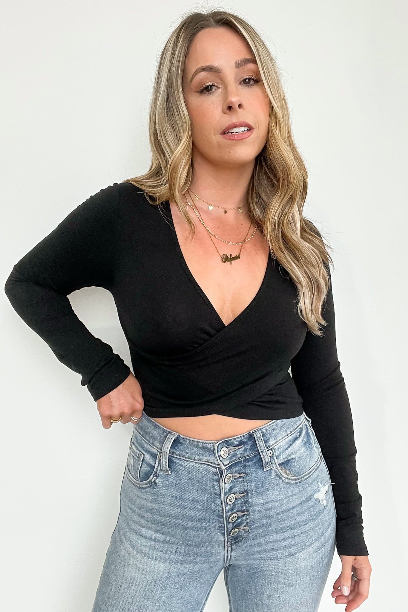 Black / S Mayzie Twist Front Crop Top - BACK IN STOCK - Madison and Mallory