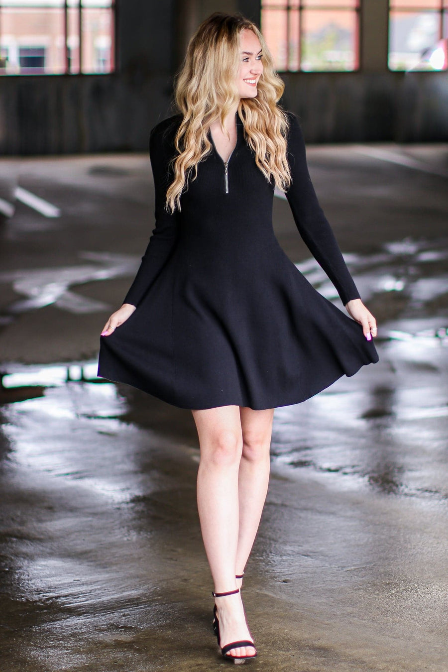  Melton Zip Up Sweater Dress - FINAL SALE - Madison and Mallory