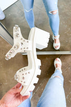  Mesmerizing Sparkle Studded Wedge Sandals - FINAL SALE - Madison and Mallory