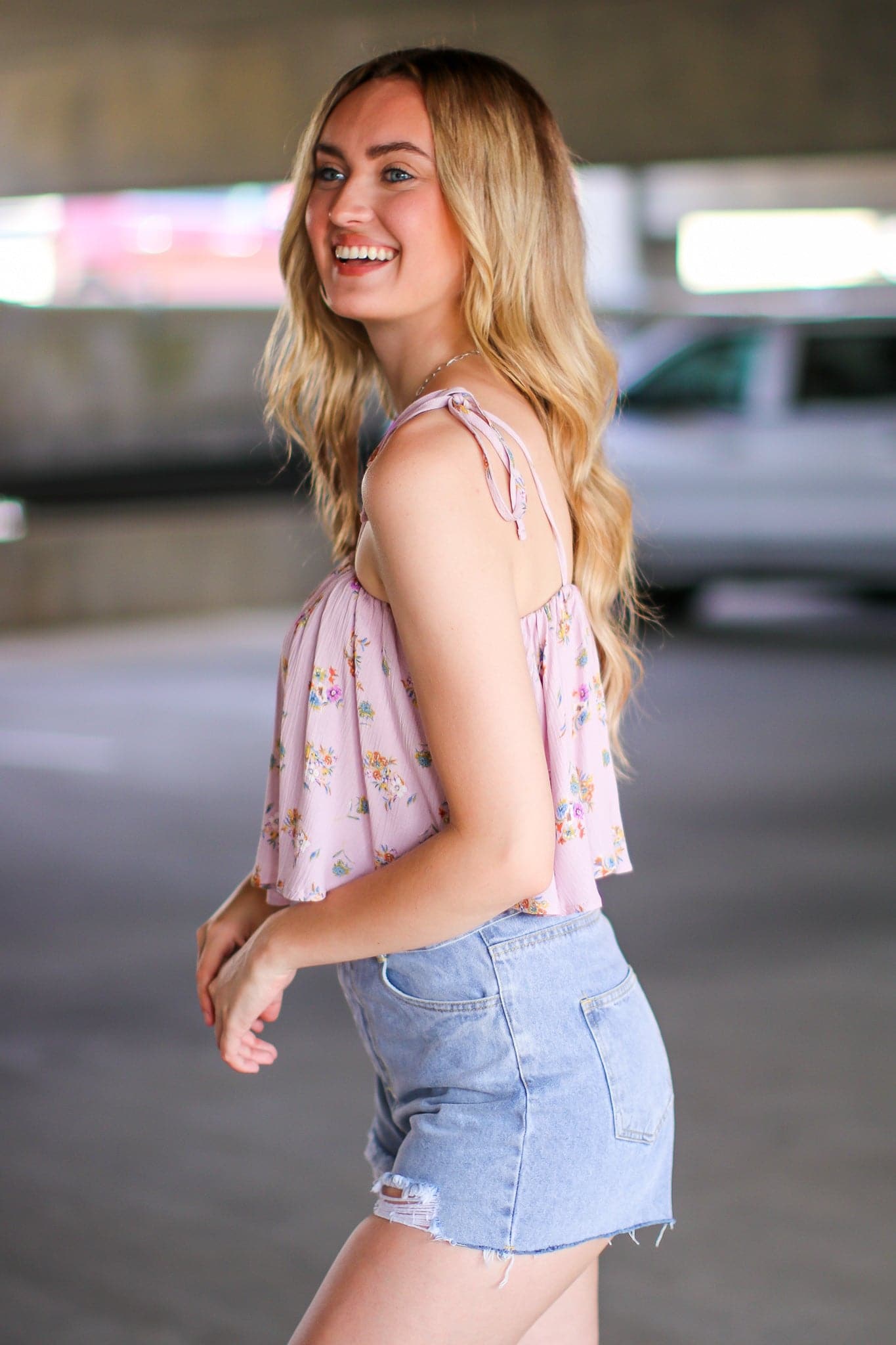  Met By Chance Floral Tie Strap Crop Tank Top - FINAL SALE - Madison and Mallory