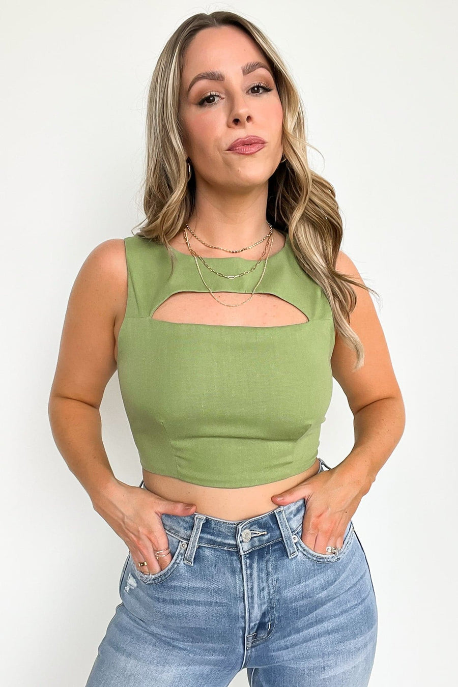 Green / S Miami Afternoons Cutout Crop Top - FINAL SALE - Madison and Mallory