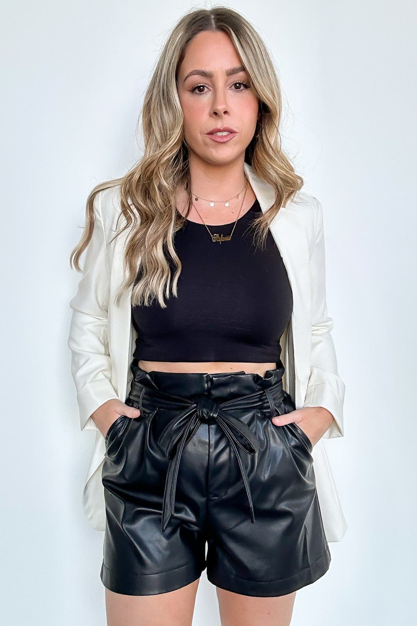  Modern Femme Tie Waist Faux Leather Shorts - FINAL SALE - Madison and Mallory