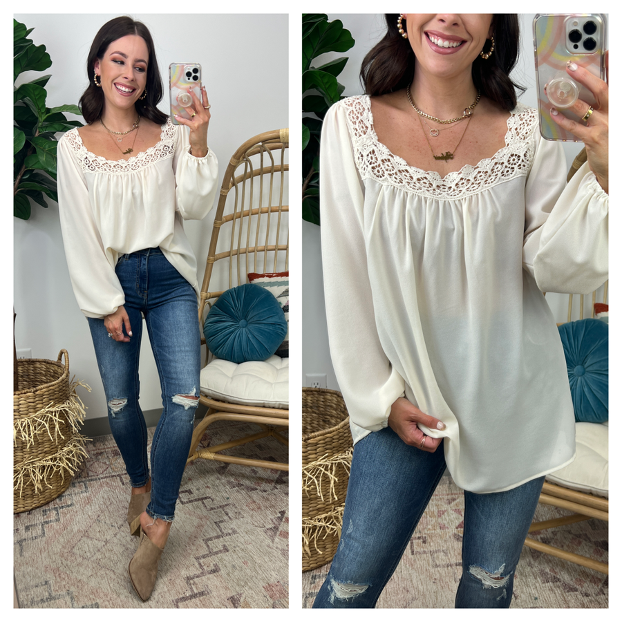 Moments of Bliss Crochet Lace Flowy Top - FINAL SALE - Madison and Mallory