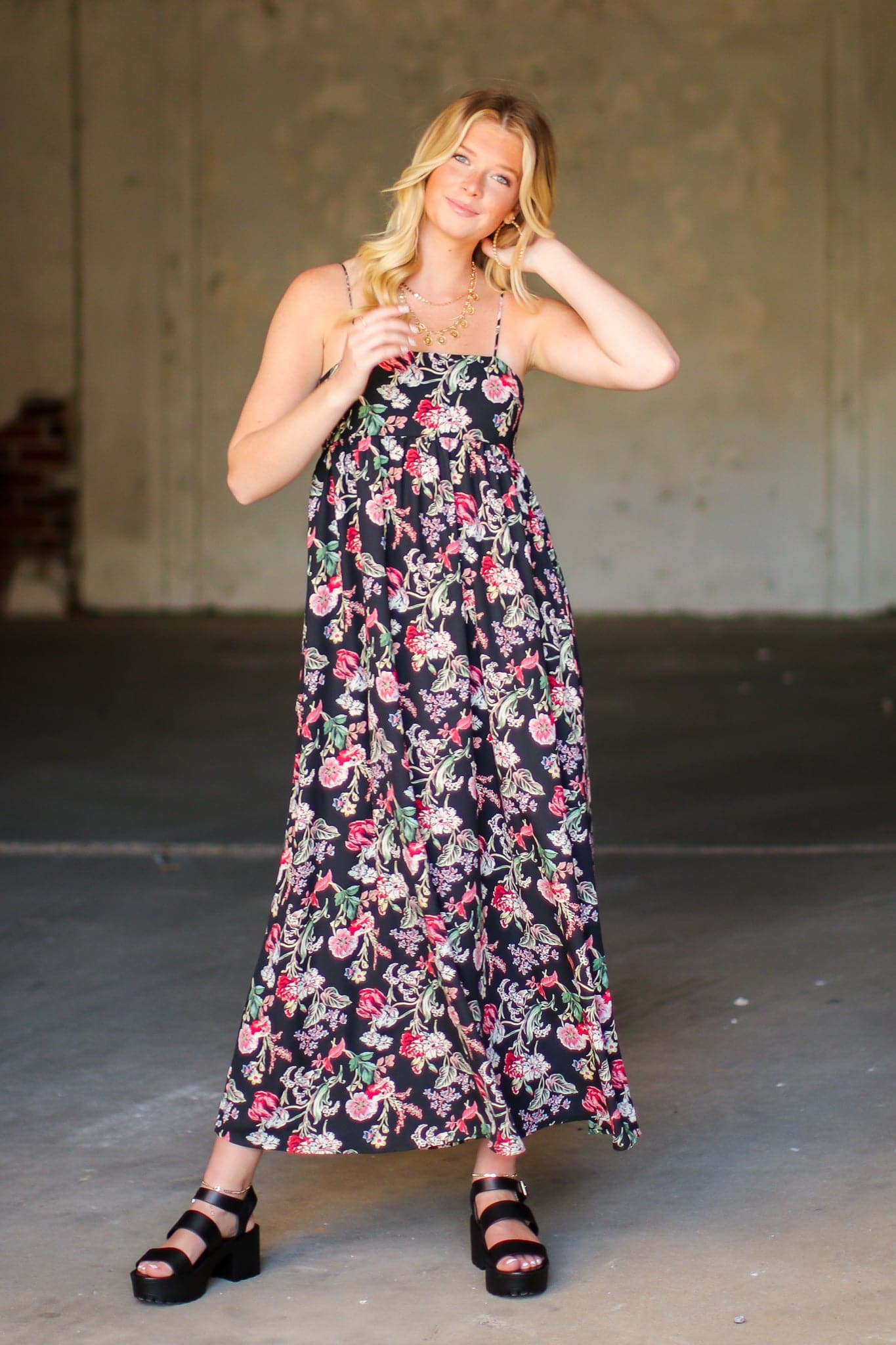 S / Black More to Adore Tie Back Floral Dress - FINAL SALE - Madison and Mallory