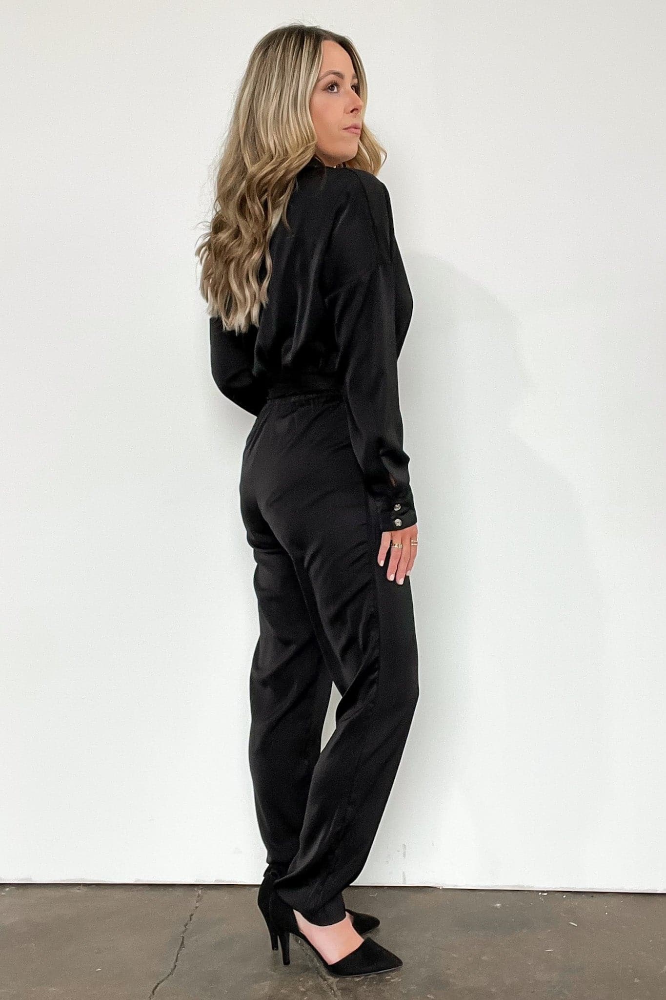  Muse Moment Belted Satin Jumpsuit - FINAL SALE - Madison and Mallory
