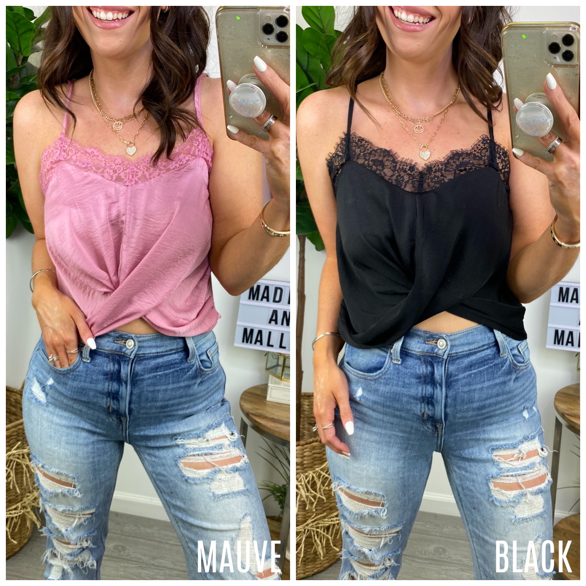  Must Be a Twist Front Lace Tank Top - Madison and Mallory