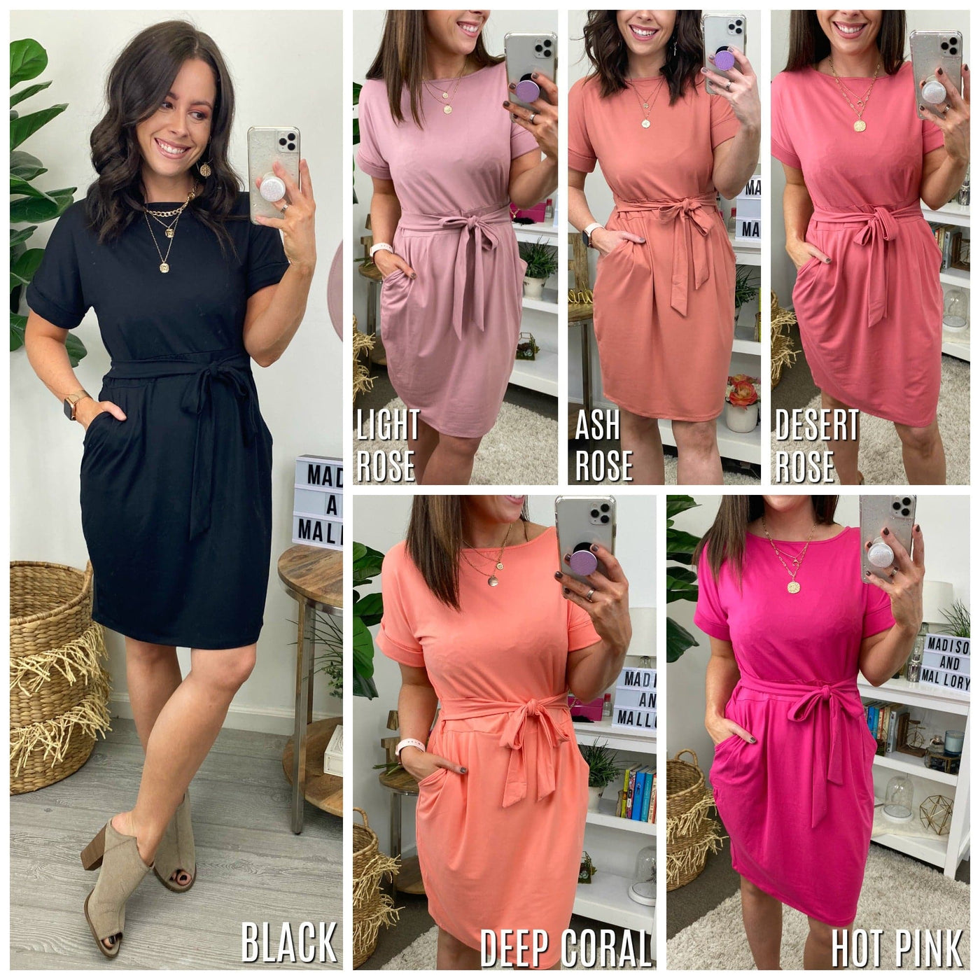  Navarro Tie Waist Dress - Madison and Mallory