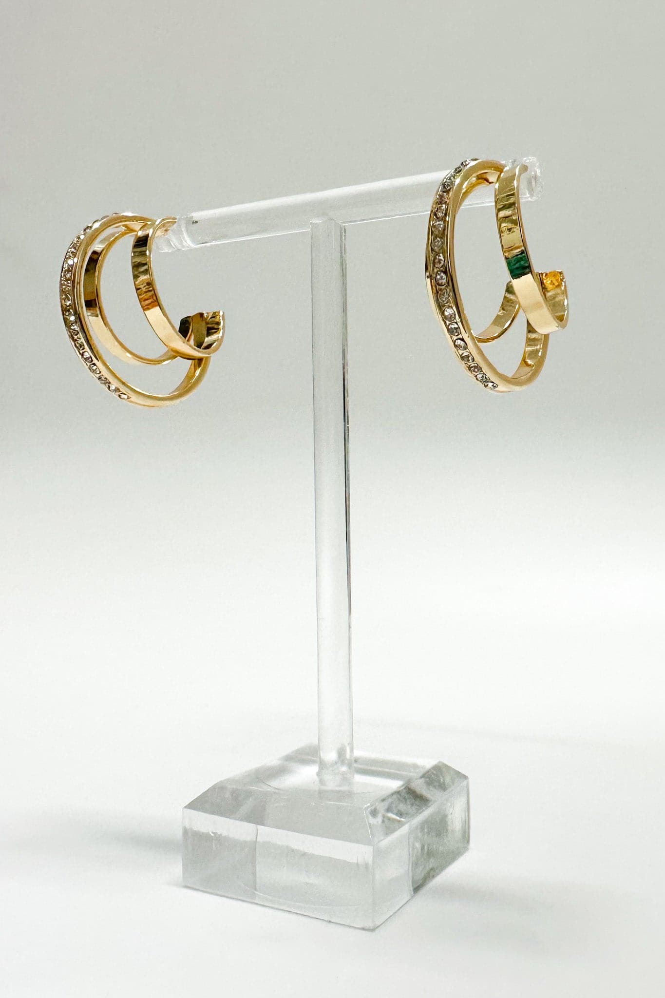  New Glam Rhinestone Triple Hoop Earrings - Madison and Mallory
