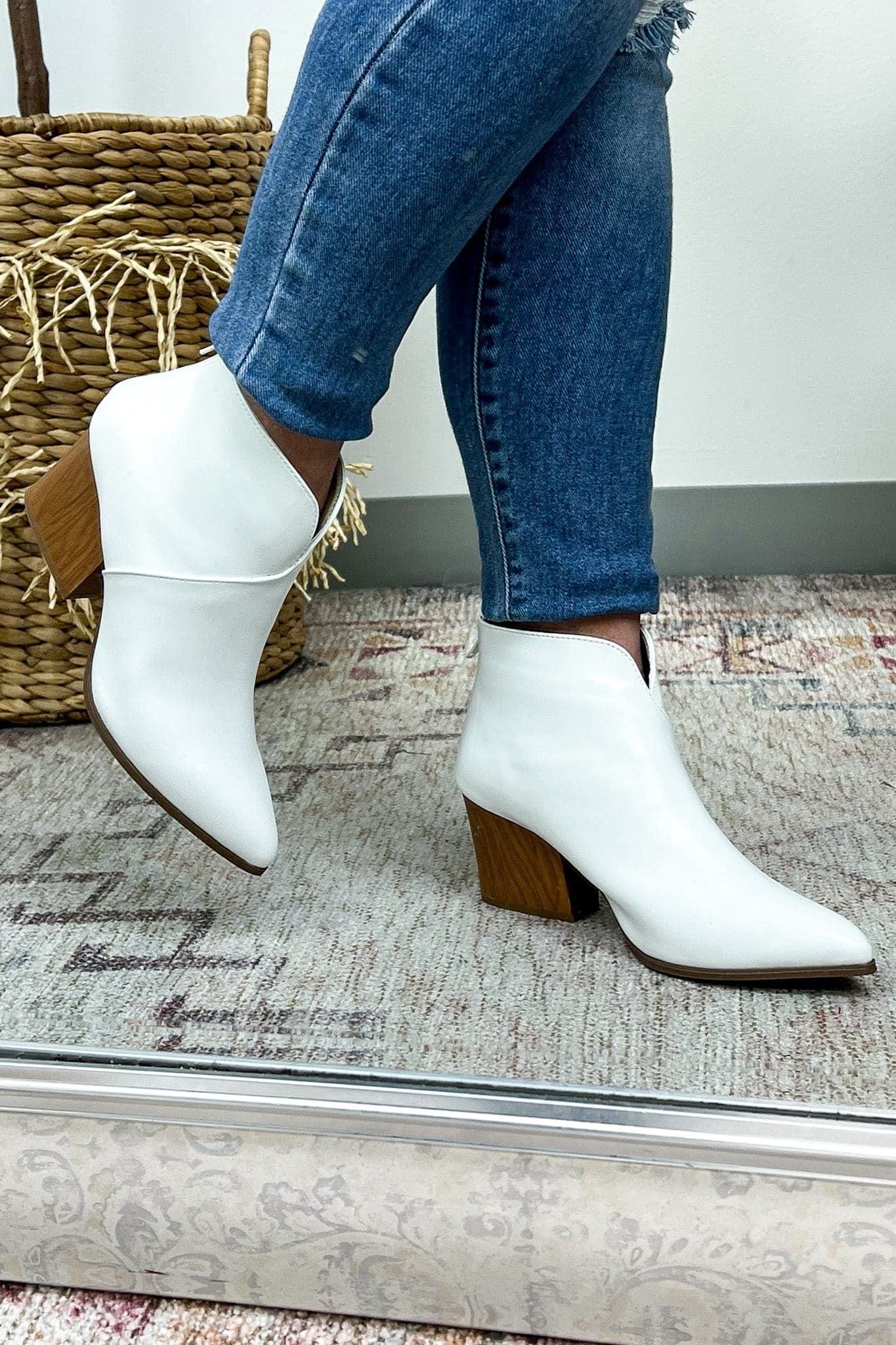  Next in Line Notch Front Faux Leather Booties - BACK IN STOCK - Madison and Mallory