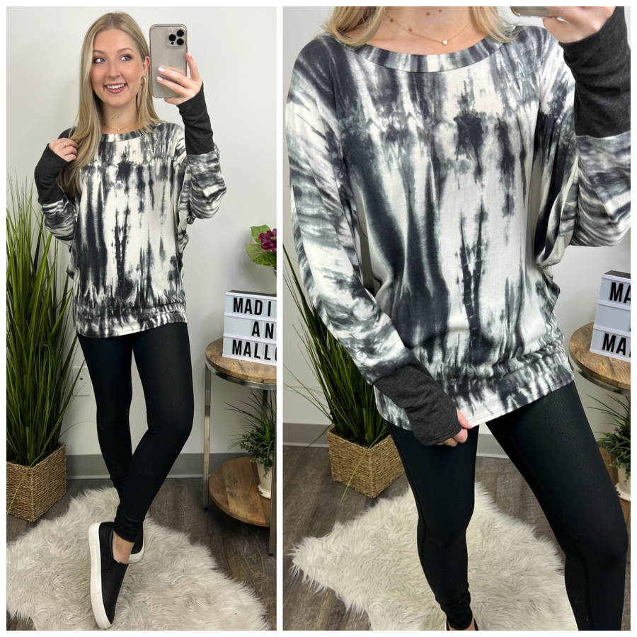 Nicosia Cloudwash Long Sleeve Top - FINAL SALE - Madison and Mallory