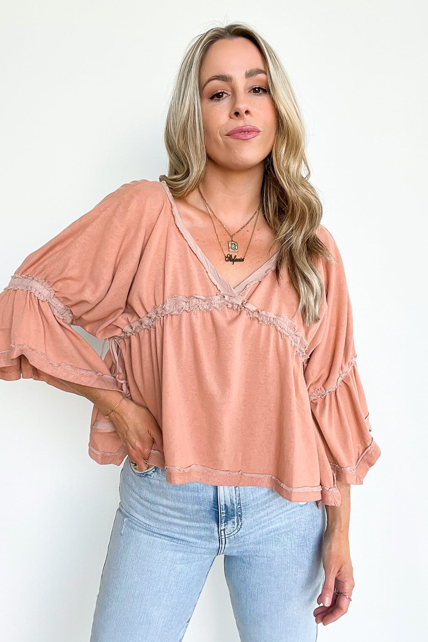  Nonie Flowy Raw Edge Top - FINAL SALE - Madison and Mallory