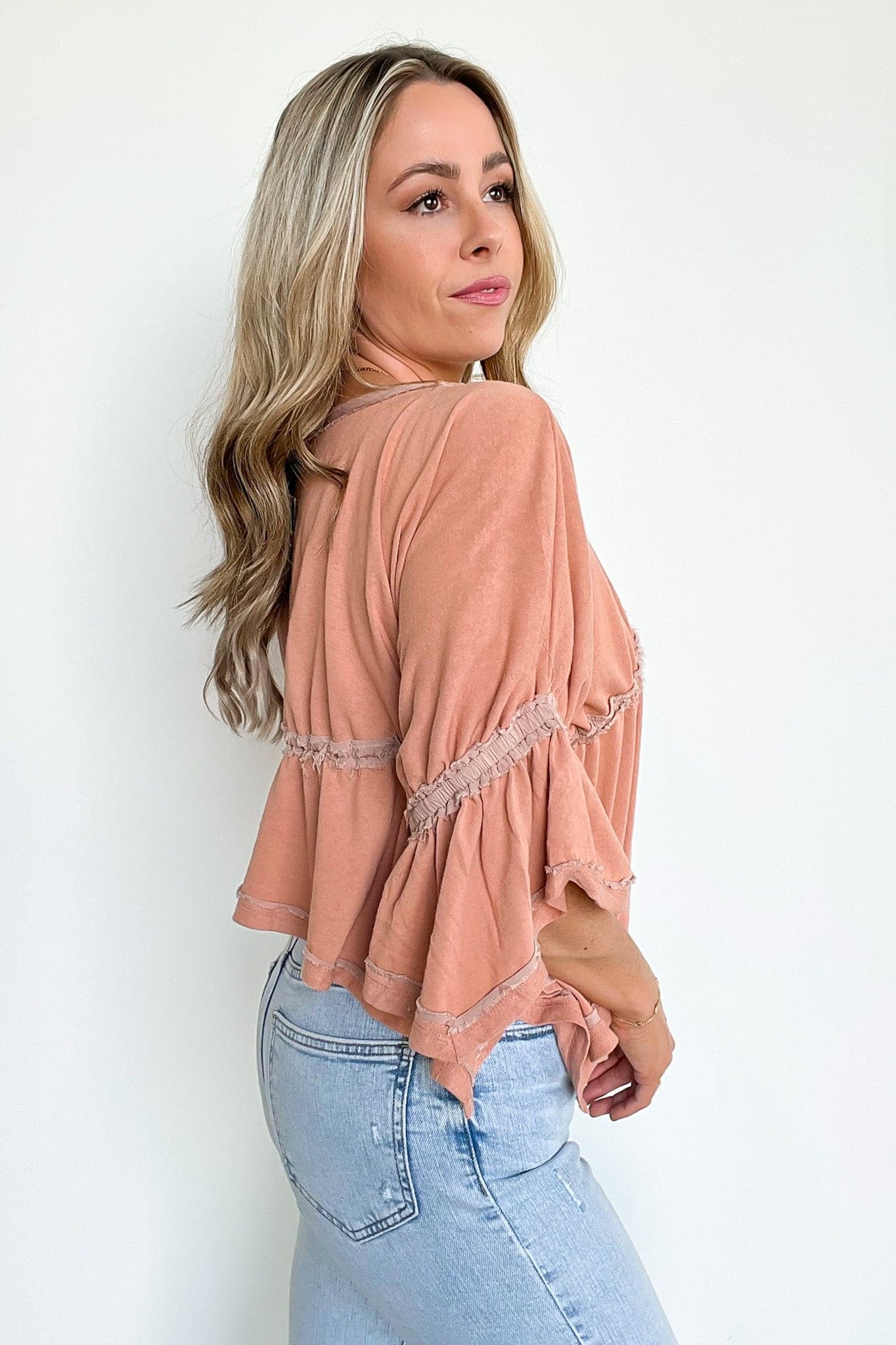  Nonie Flowy Raw Edge Top - FINAL SALE - Madison and Mallory