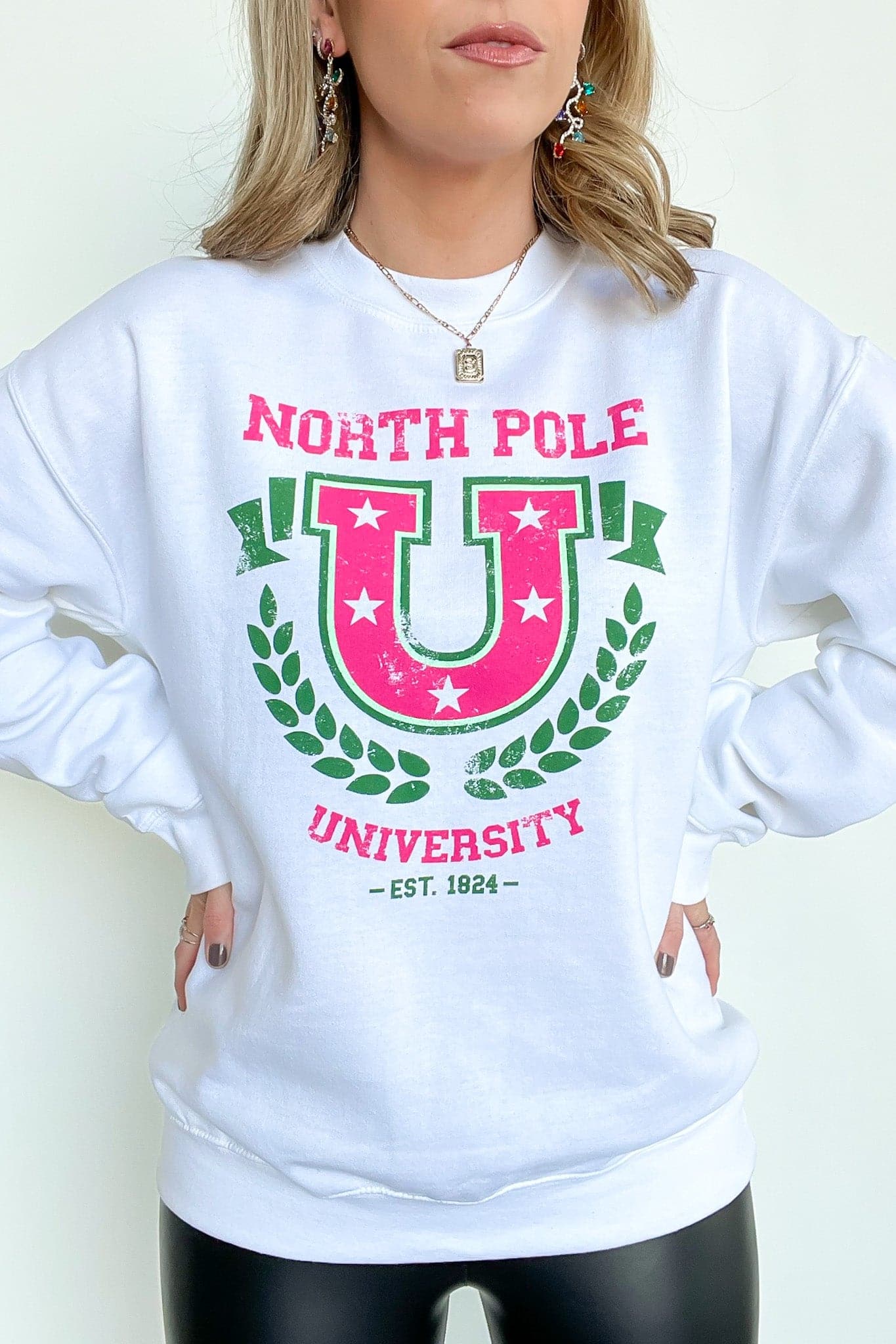  North Pole University Oversized Graphic Sweatshirt - FINAL SALE - Madison and Mallory