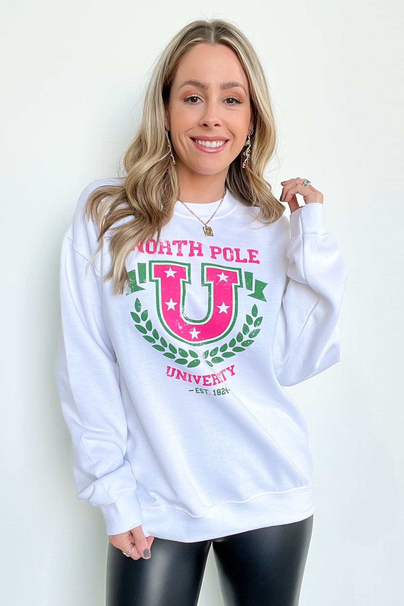  North Pole University Oversized Graphic Sweatshirt - FINAL SALE - Madison and Mallory