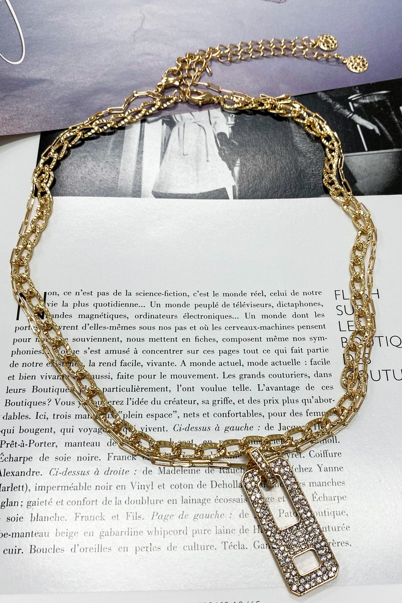 Gold Noteworthy Crystal Tab Layered Necklace - FINAL SALE - Madison and Mallory