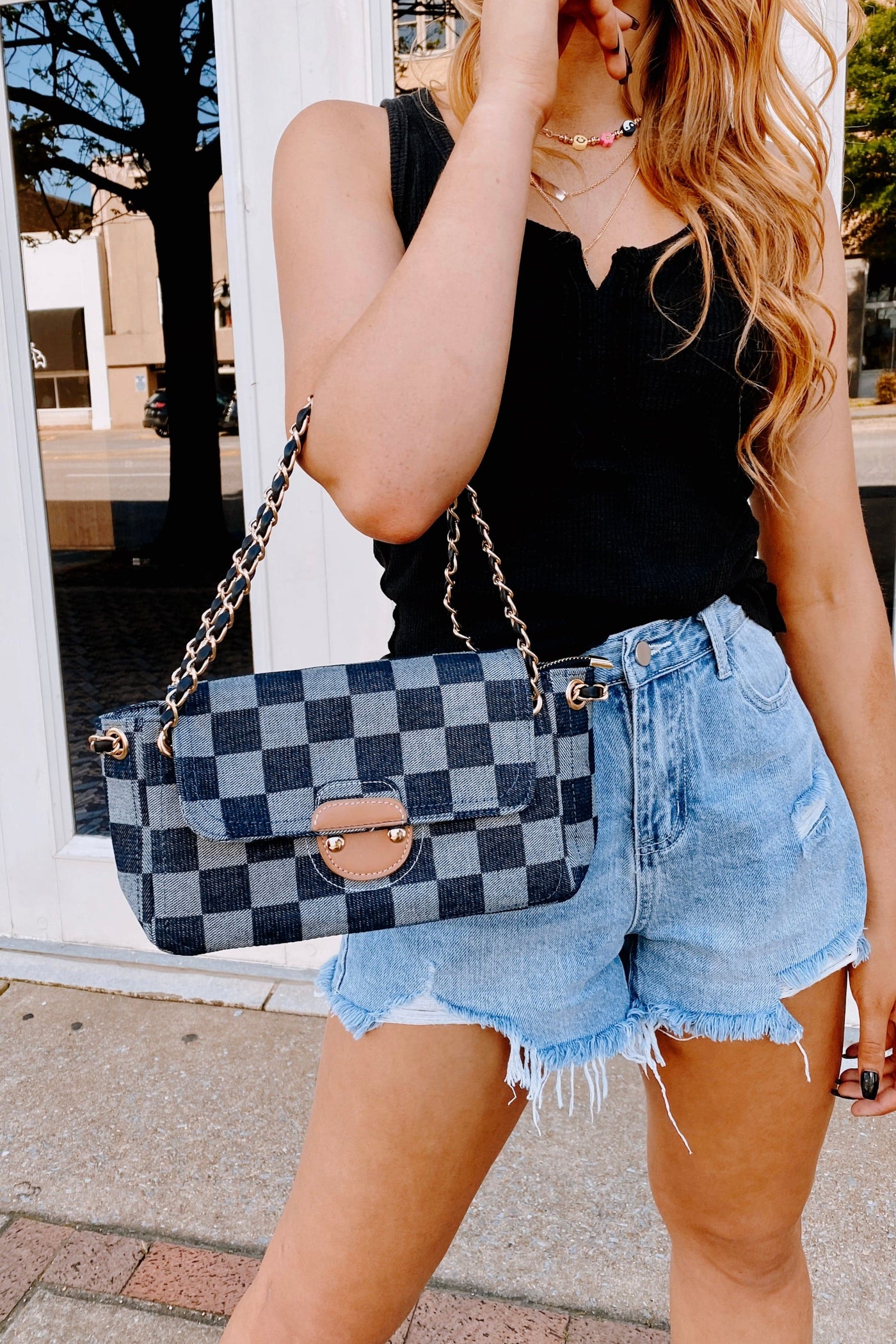  Notorious Style Checkered Chain Strap Bag - FINAL SALE - Madison and Mallory