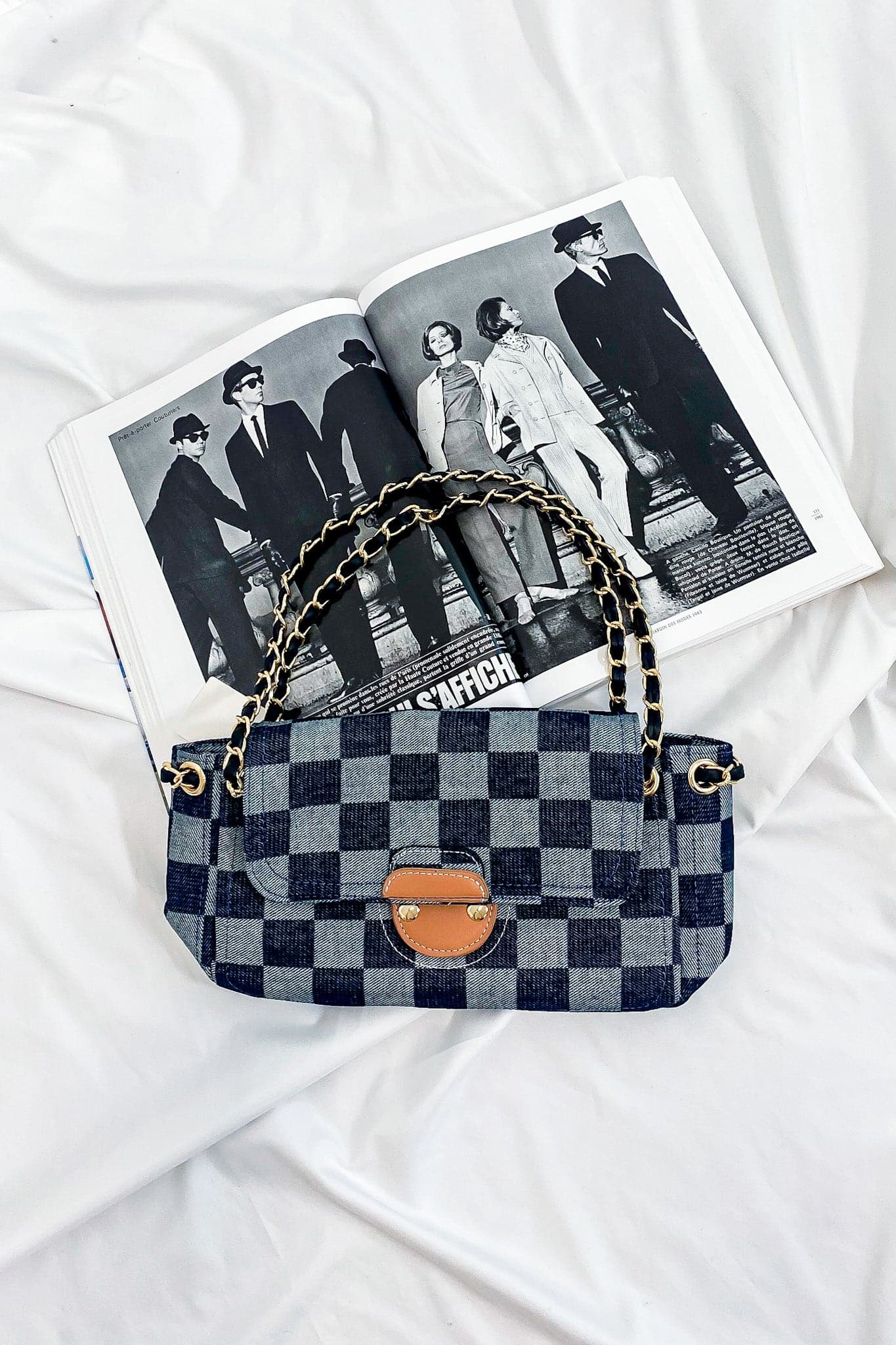 Black Notorious Style Checkered Chain Strap Bag - FINAL SALE - Madison and Mallory