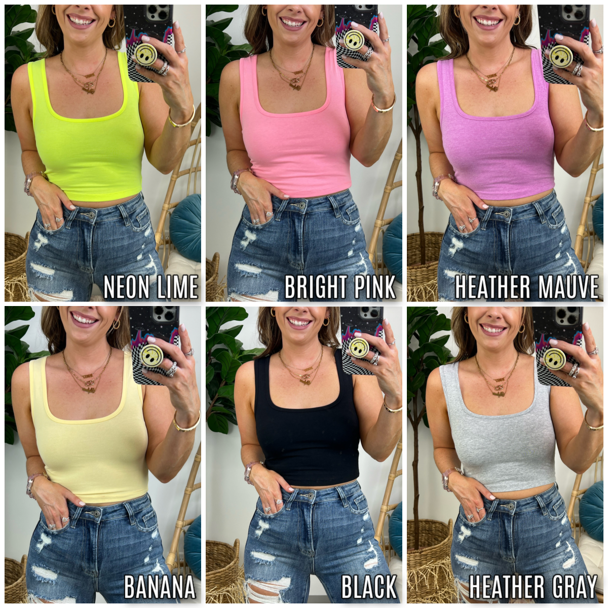  Nouvelle Square Neck Cropped Tank Top - Madison and Mallory
