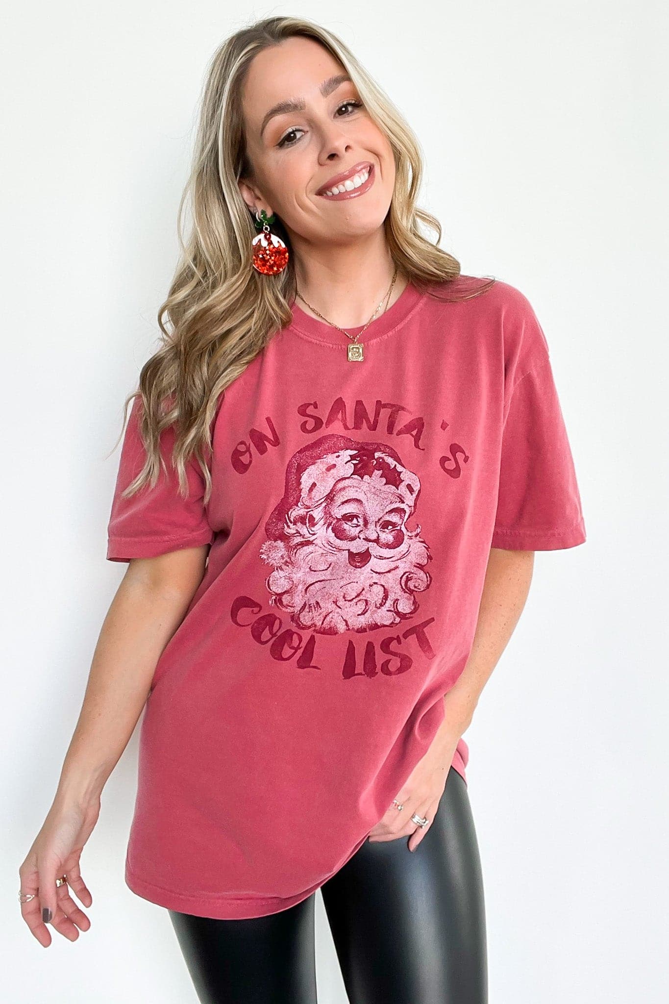 S / Crimson DOORBUSTER On Santa's Cool List Graphic Tee - FINAL SALE - Madison and Mallory