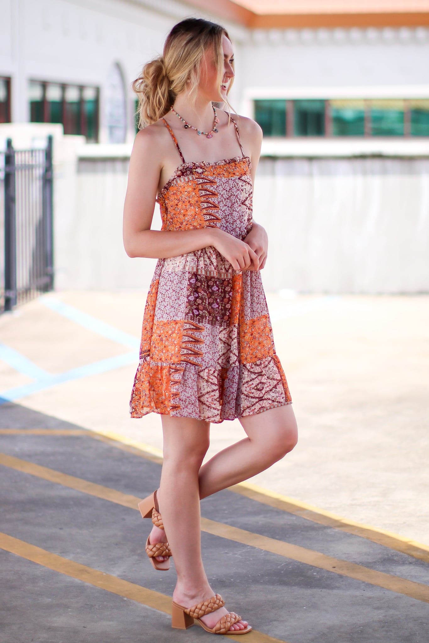  Outer Sunset Ruffle Patchwork Dress - FINAL SALE - Madison and Mallory