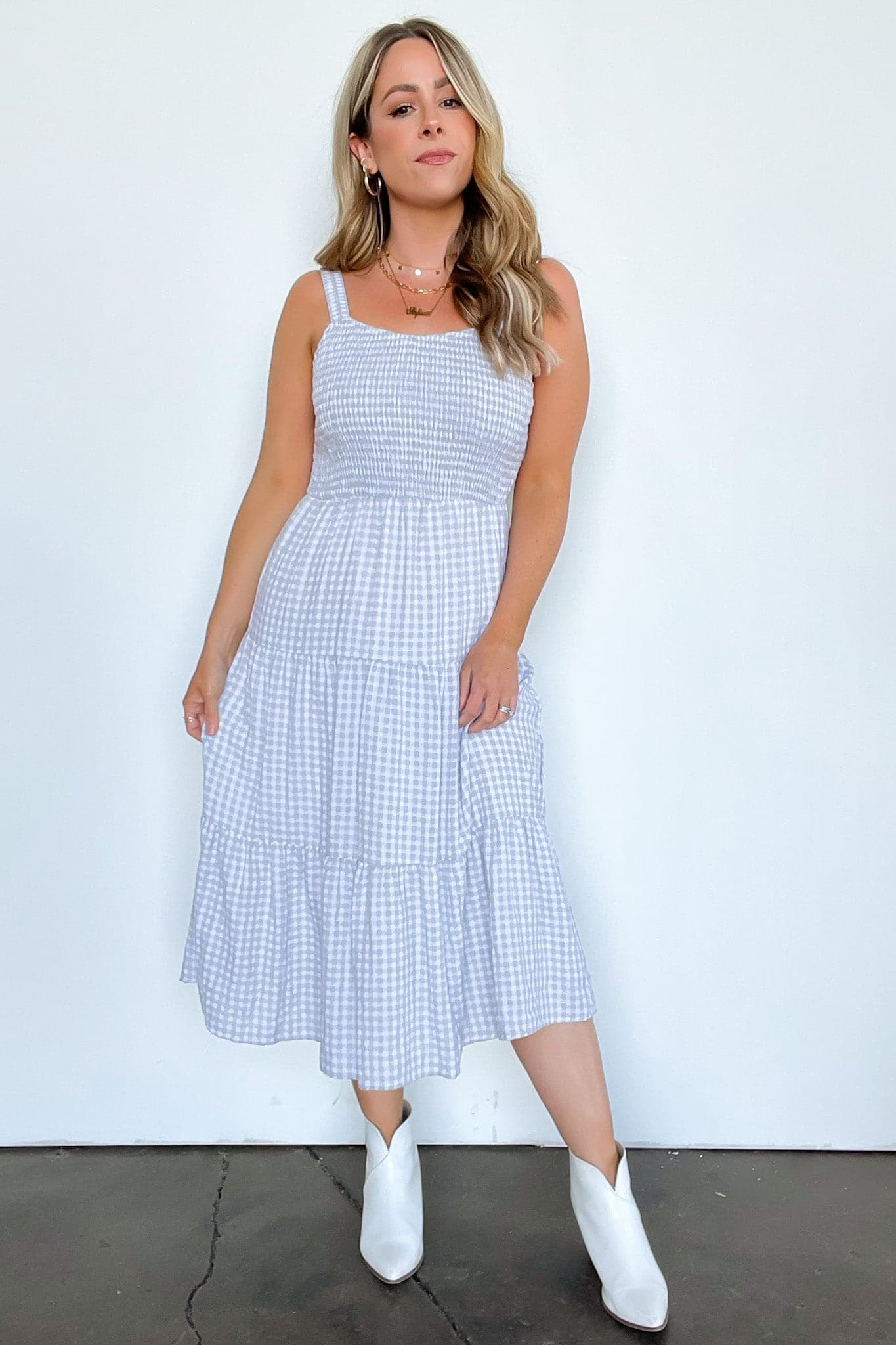  Out for the Day Gingham Smocked Tiered Dress - FINAL SALE - Madison and Mallory