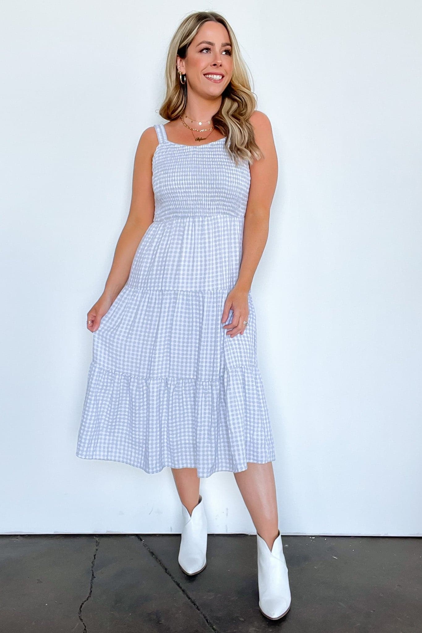  Out for the Day Gingham Smocked Tiered Dress - FINAL SALE - Madison and Mallory
