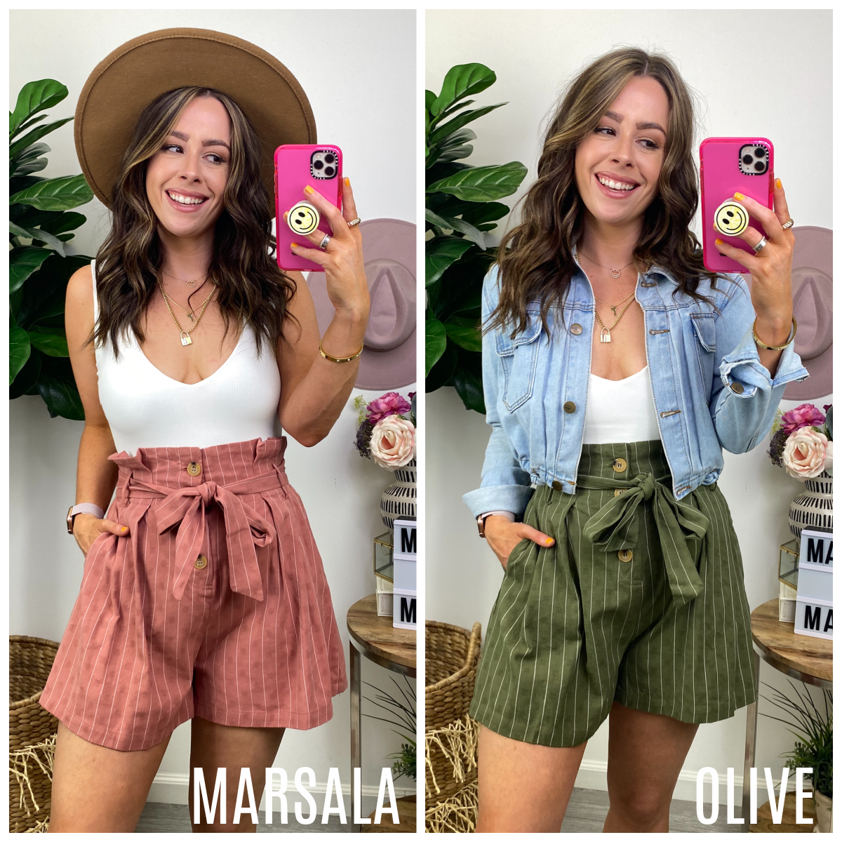 Oxford Lane Striped Button Down Shorts - FINAL SALE - Madison and Mallory